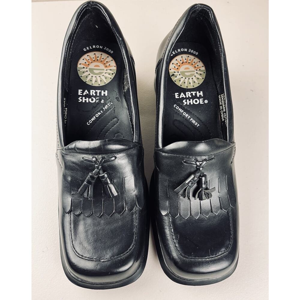 Earth Shoe Gelron 2000 Black Leather Tassel Loafers Comfort First Womens 6.5 - Picture 3 of 7